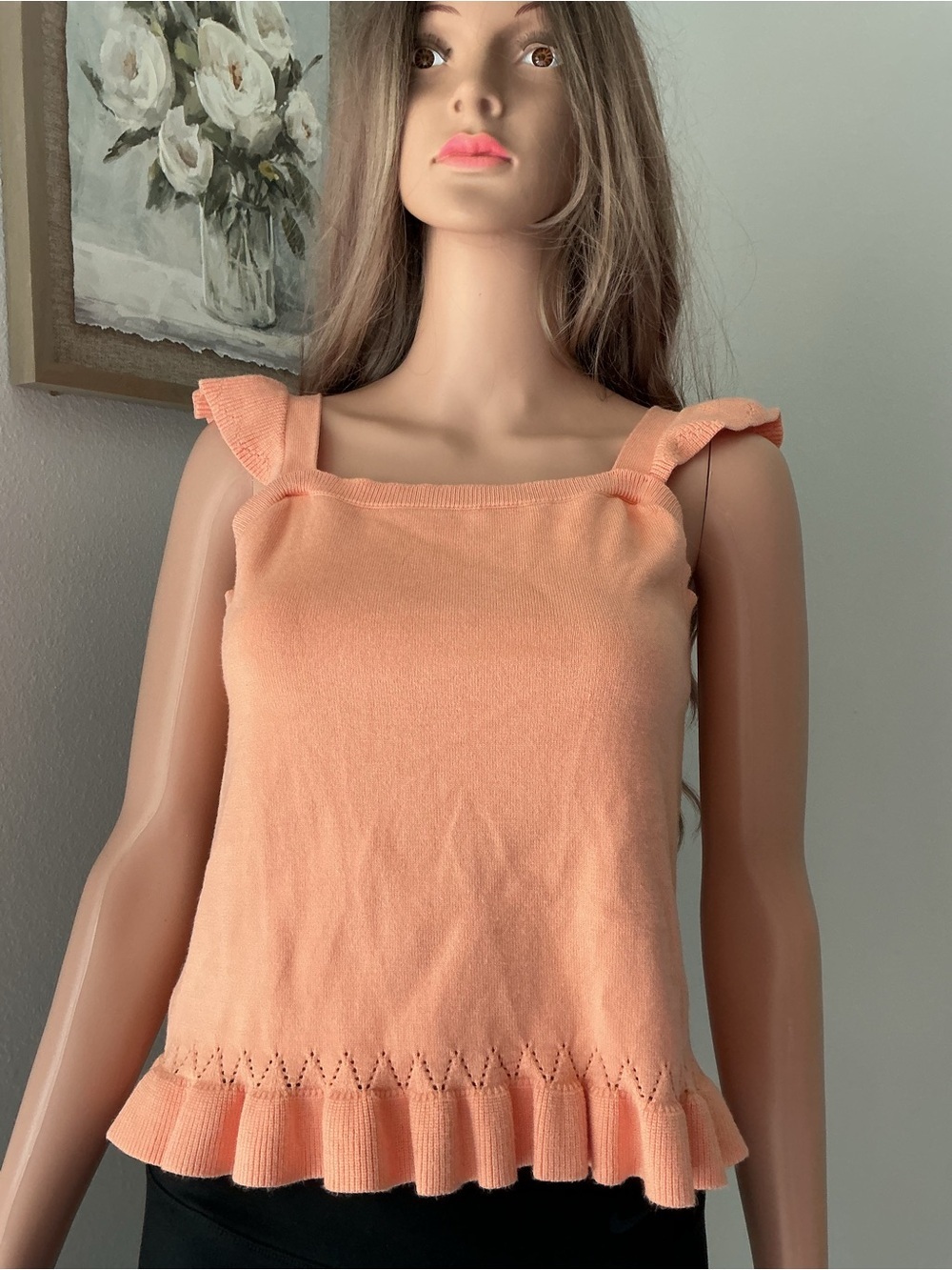 LOFT Peach Ruffle-Strap Knit Tank - Picture 4 of 10